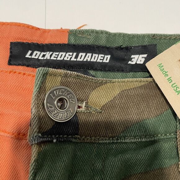 Locked Loaded Jeans Men 36X30 Denim Camo Mid Rise Skinny Zipper Pocket Moto Army - Picture 7 of 16